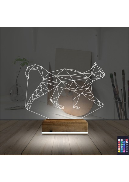 Kirppi 3D Lamba Kedi Polygonal Tasarım Masa Gece Lambası fiyatları