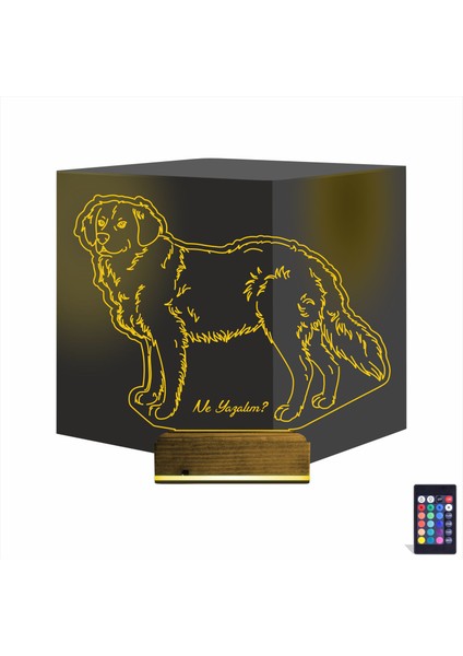 Kirppi 3D Lamba Köpek Golden Kişiye Özel Masa Gece Lambası