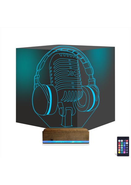Kirppi 3D Lamba Dj Müzik Mikrofon Kulaklık Masa Gece Lambası