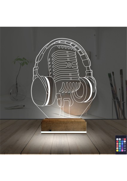 Kirppi 3D Lamba Dj Müzik Mikrofon Kulaklık Masa Gece Lambası fiyatları