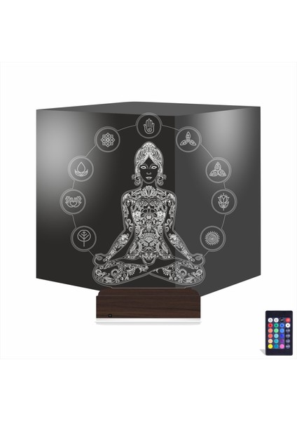 Kirppi 3D Lamba Yoga Yogacı Lotus Masa Gece Lambası