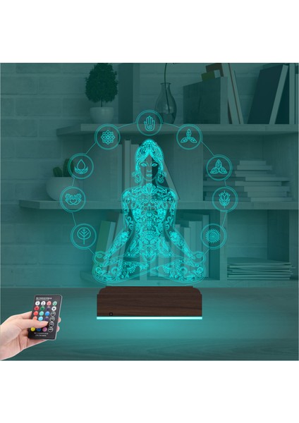 Kirppi 3D Lamba Yoga Yogacı Lotus Masa Gece Lambası modelleri