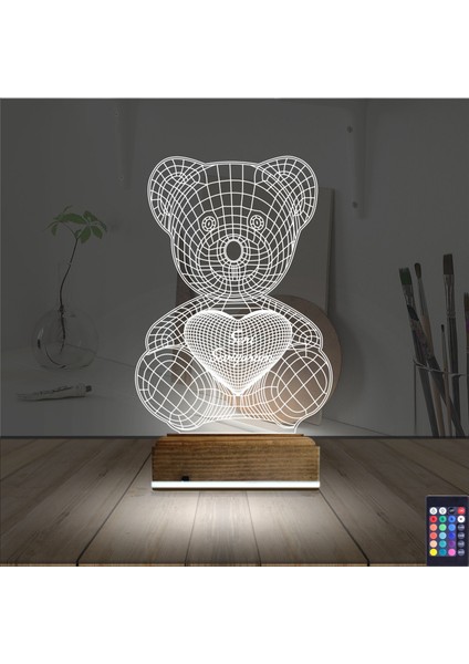 Kirppi 3D Lamba Ayıcık Kalp Seni Seviyorum V2 Masa Gece Lambası fiyatları