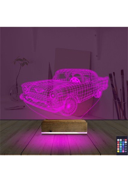 Kirppi 3D Lamba Klasik Araba V2 Masa Gece Lambası
