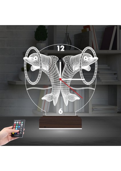Kirppi 3D Saat Lamba Yunus Balığı V2 Masa Gece Lambası fiyatları