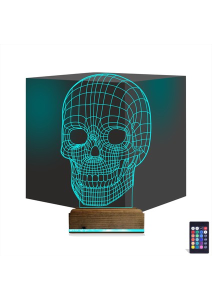 Kirppi 3D Lamba Kuru Kafa Iskelet Masa Gece Lambası-1