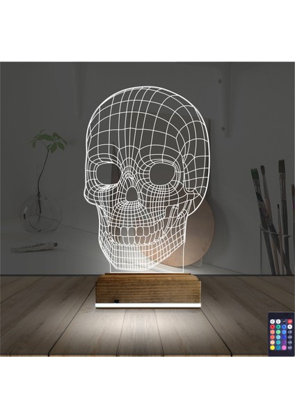 Kirppi 3D Lamba Kuru Kafa Iskelet Masa Gece Lambası-1