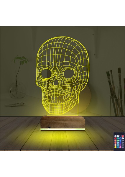 Kirppi 3D Lamba Kuru Kafa Iskelet Masa Gece Lambası-1
