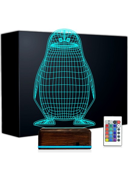 Kirppi 3D Lamba Penguen Çocuk Odası Tasarım Masa Gece Lambası