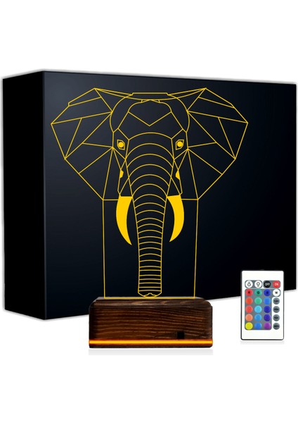 Kirppi 3D Lamba Fil Polygonal Masa Gece Lambası-1