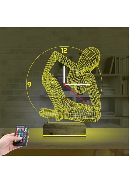 Kirppi 3D Saat Lamba Minimalist Kadın Heykel Masa Gece Lambası indirimleri