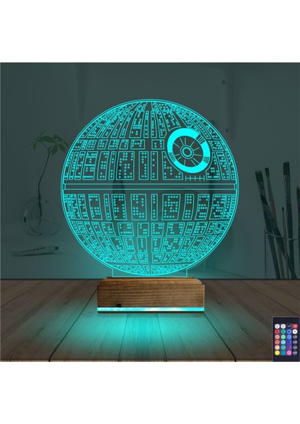 Kirppi 3D Lamba Death Star Ölüm Yıldızı Masa Gece Lambası modelleri