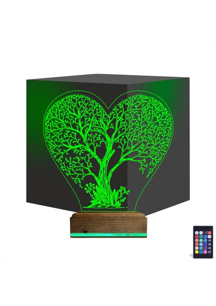 Kirppi 3D Lamba Hayat Ağacı Kalp Ağaç Masa Gece Lambası