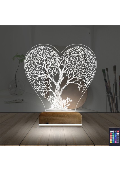 Kirppi 3D Lamba Hayat Ağacı Kalp Ağaç Masa Gece Lambası fiyatları