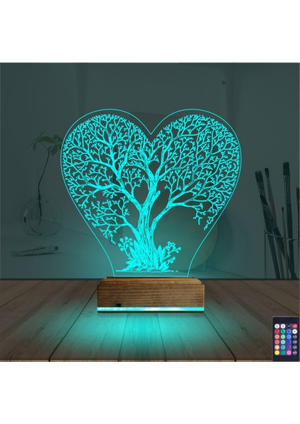Kirppi 3D Lamba Hayat Ağacı Kalp Ağaç Masa Gece Lambası modelleri