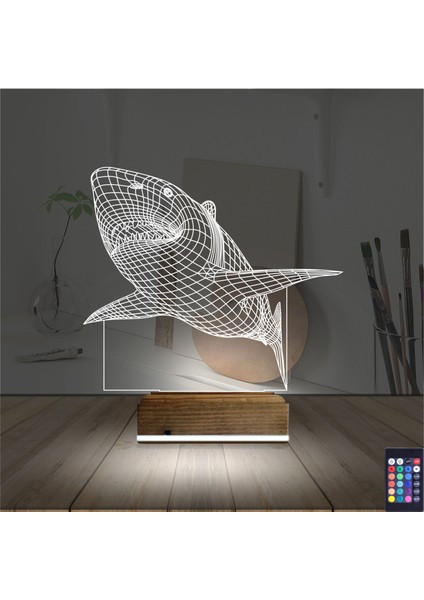 Kirppi 3D Lamba Köpek Balığı Masa Gece Lambası-1 fiyatları