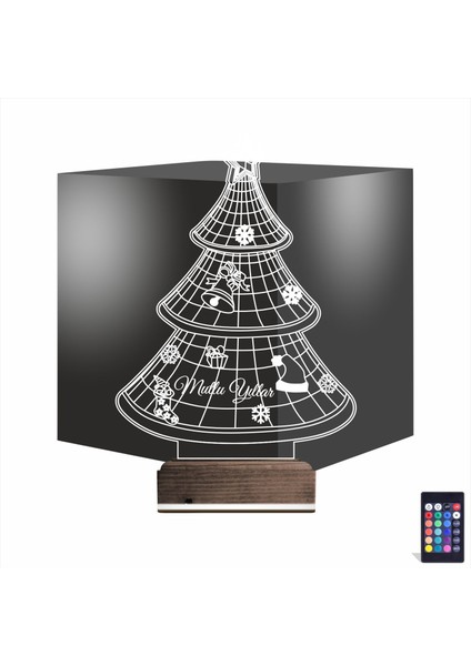 Kirppi 3D Lamba Yılbaşı Ağacı Mutlu Yıllar Masa Gece Lambası