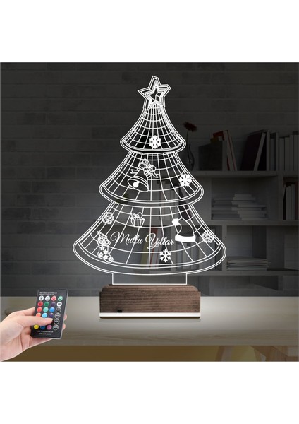 Kirppi 3D Lamba Yılbaşı Ağacı Mutlu Yıllar Masa Gece Lambası fiyatları