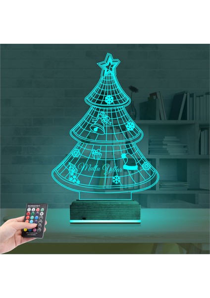 Kirppi 3D Lamba Yılbaşı Ağacı Mutlu Yıllar Masa Gece Lambası modelleri