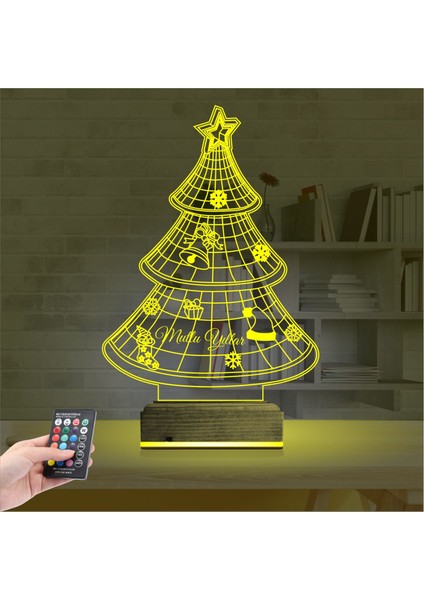 Kirppi 3D Lamba Yılbaşı Ağacı Mutlu Yıllar Masa Gece Lambası indirimleri