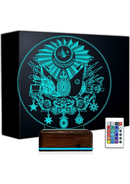 Kirppi 3D Lamba Osmanlı Arması Tuğra Masa Gece Lambası