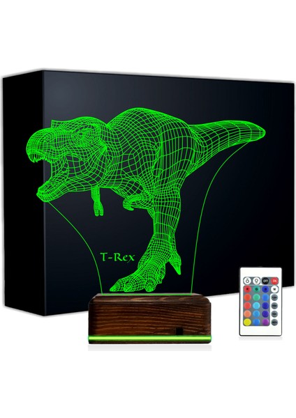 Kirppi 3D Lamba Dinozor T-Rex Masa Gece Lambası-1