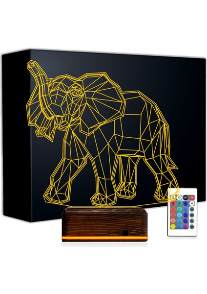 Kirppi 3D Lamba Fil Polygonal Masa Gece Lambası