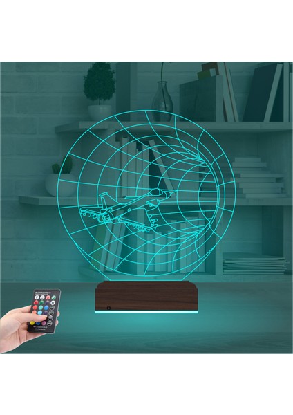 Kirppi 3D Lamba Savaş Uçağı Pilot F16 Masa Gece Lambası
