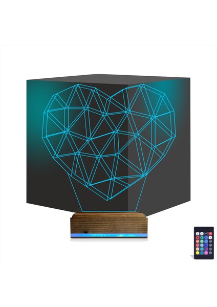 Kirppi 3D Lamba Kalp Sevgiliye Hediye Polygonal Masa Gece Lambası