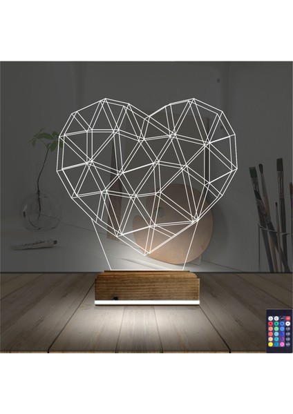 Kirppi 3D Lamba Kalp Sevgiliye Hediye Polygonal Masa Gece Lambası fiyatları