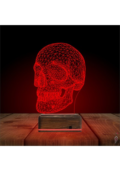 Kirppi 3D Lamba Kuru Kafa Iskelet Masa Gece Lambası