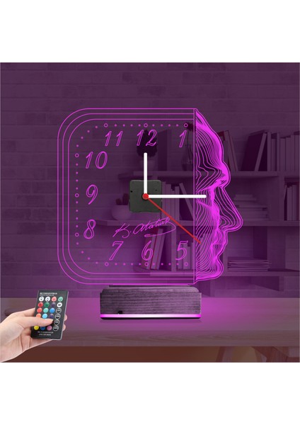 Kirppi 3D Saat Lamba Atatürk Imza Silüet Masa Gece Lambası fırsatları