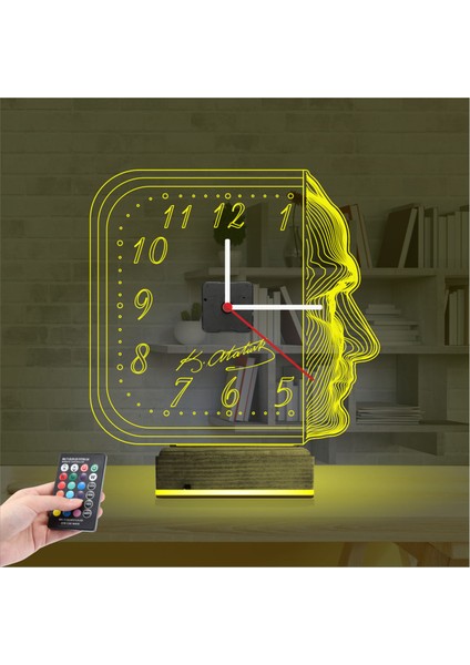 Kirppi 3D Saat Lamba Atatürk Imza Silüet Masa Gece Lambası indirimleri