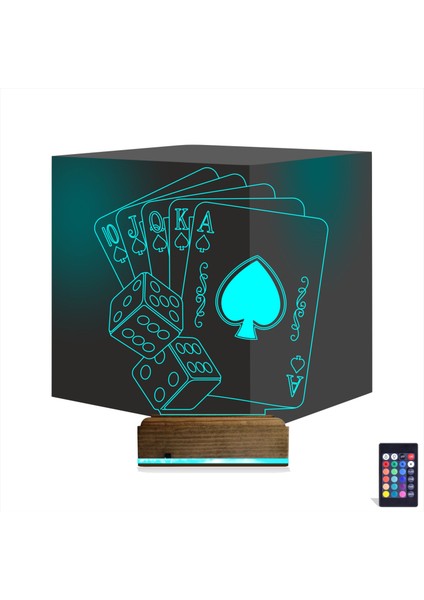 Kirppi 3D Lamba Iskambil Kağıdı Zar Masa Gece Lambası