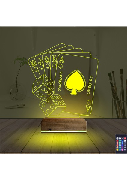 Kirppi 3D Lamba Iskambil Kağıdı Zar Masa Gece Lambası