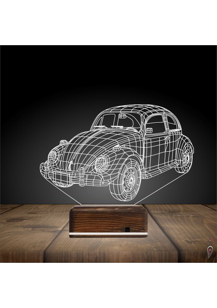 Kirppi 3D Lamba Vovos Klasik Araba V2 Masa Gece Lambası