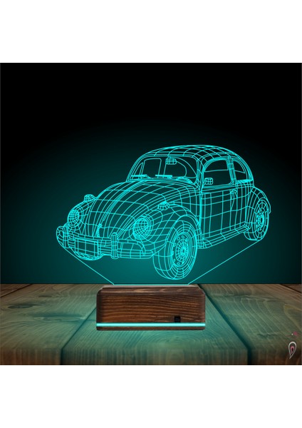 Kirppi 3D Lamba Vovos Klasik Araba V2 Masa Gece Lambası