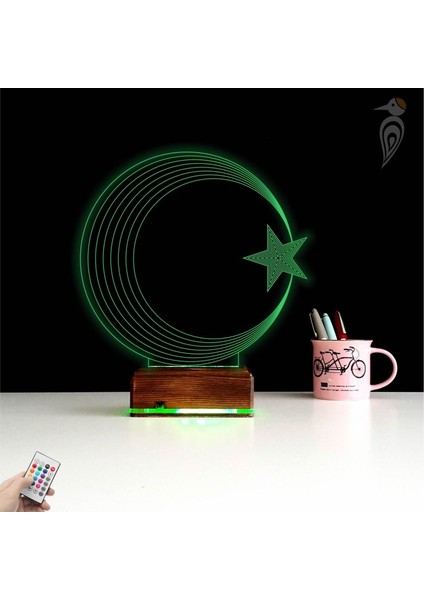 Kirppi 3D Lamba Ay Yıldız Türk Bayrağı Masa Gece Lambası