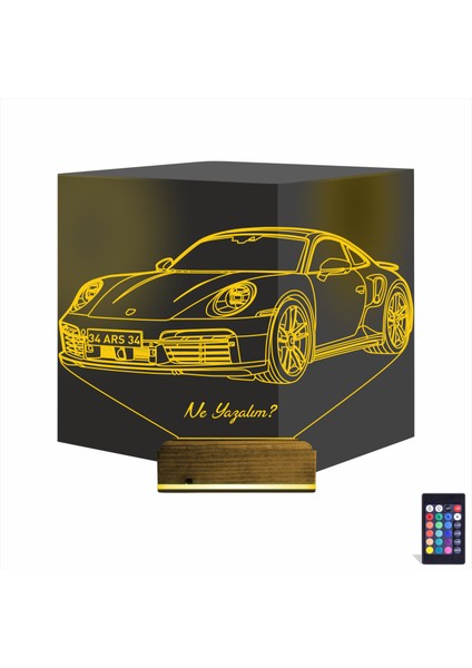 Kirppi 3D Lamba Spor Araba Phorsche Kişiye Özel Masa Gece Lambası