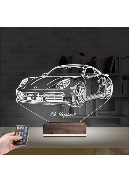 Kirppi 3D Lamba Spor Araba Phorsche Kişiye Özel Masa Gece Lambası fiyatları