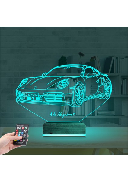 Kirppi 3D Lamba Spor Araba Phorsche Kişiye Özel Masa Gece Lambası modelleri