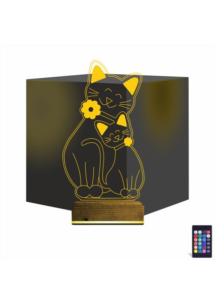 Kirppi 3D Lamba Sevimli Kedi Masa Gece Lambası