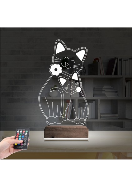 Kirppi 3D Lamba Sevimli Kedi Masa Gece Lambası fiyatları