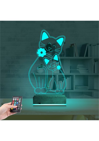 Kirppi 3D Lamba Sevimli Kedi Masa Gece Lambası modelleri