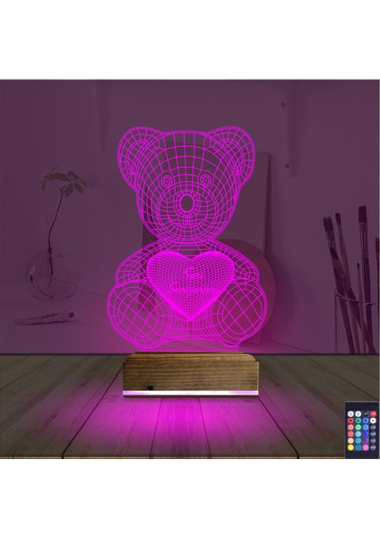 Kirppi 3D Lamba Ayıcık Kalp Seni Seviyorum V2 Masa Gece Lambası fırsatları