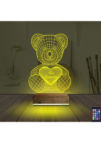 Kirppi 3D Lamba Ayıcık Kalp Seni Seviyorum V2 Masa Gece Lambası indirimleri