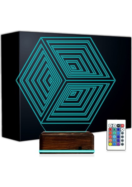 Kirppi 3D Lamba Geometrik Küp Masa Gece Lambası