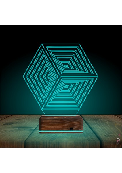 Kirppi 3D Lamba Geometrik Küp Masa Gece Lambası modelleri