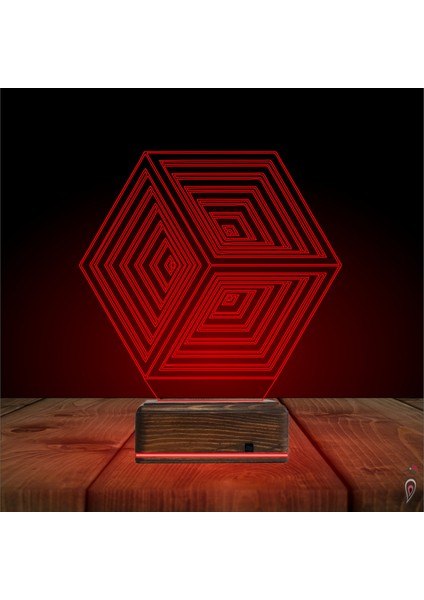 Kirppi 3D Lamba Geometrik Küp Masa Gece Lambası fırsatları