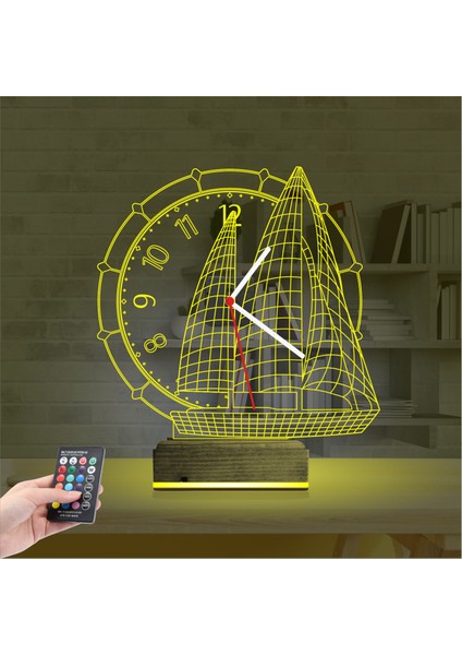 Kirppi 3D Saat Lamba Gemi Kaptan Denizci Masa Gece Lambası indirimleri